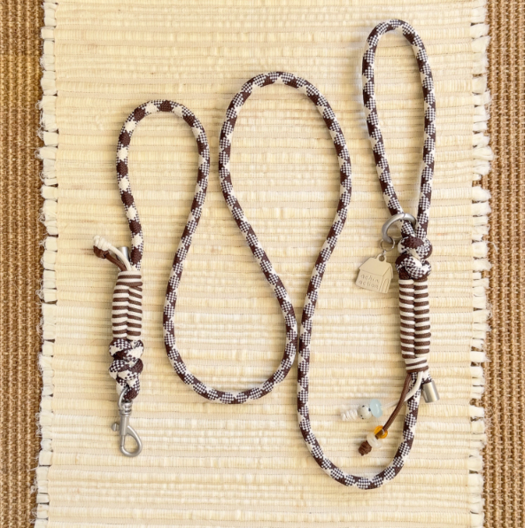 Diamond Lattice Braided Leash with Beads