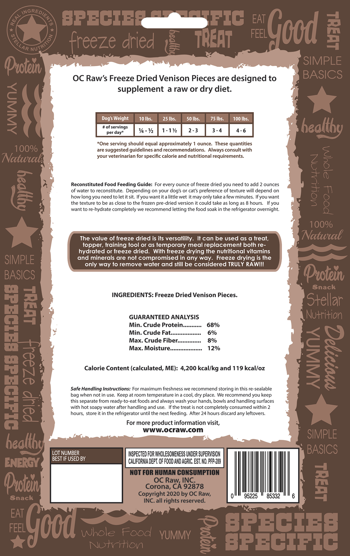 Freeze-Dried Venison Pieces 113g