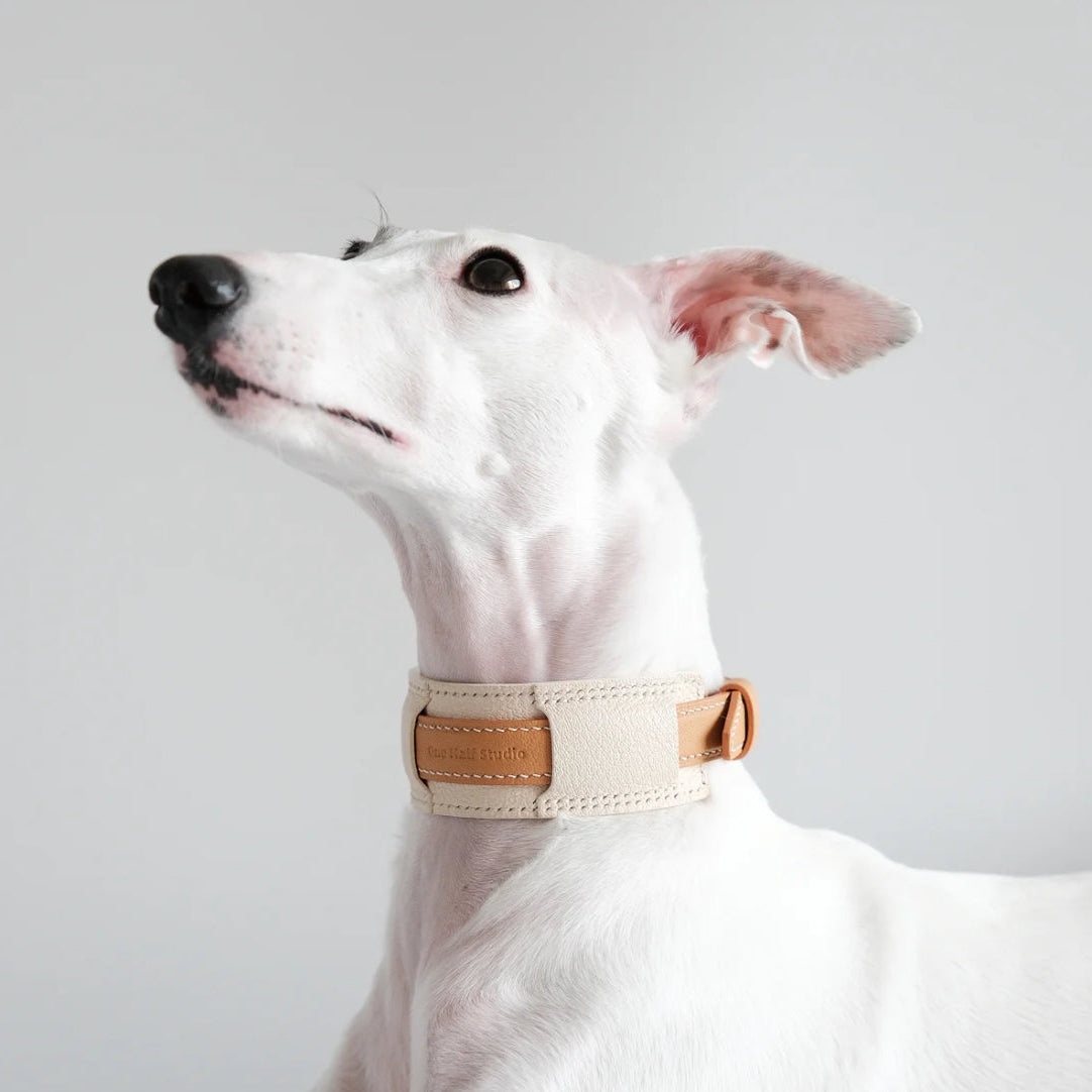 French Lambskin Leather Collar Set Gold & Cream