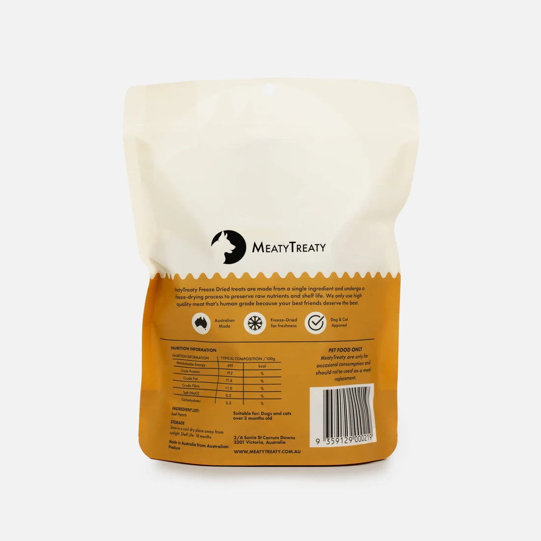 MeatyTreaty Freeze Dried Beef Hearts 100g