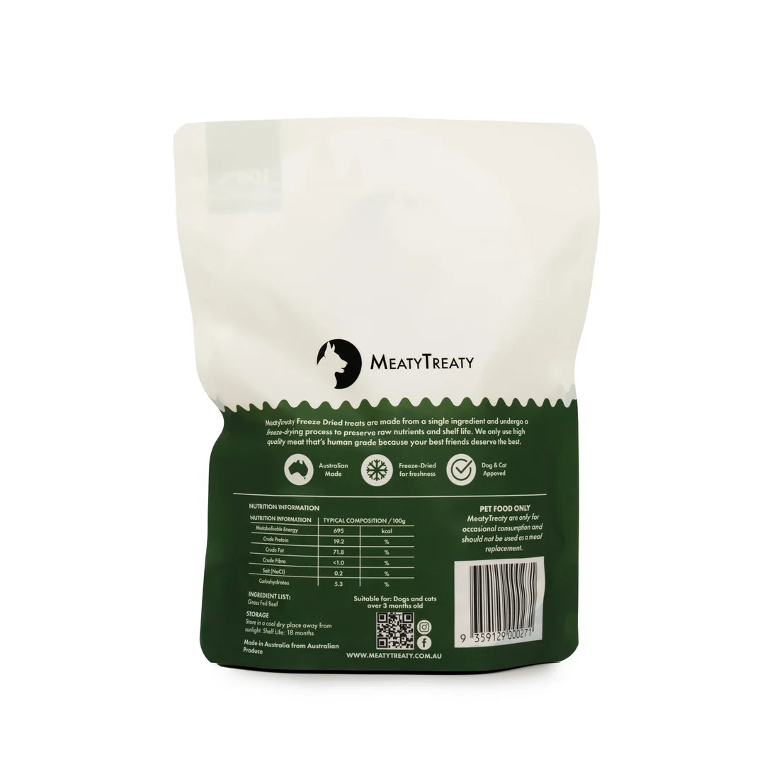 MeatyTreaty Freeze Dried Grass Fed Beef 70g