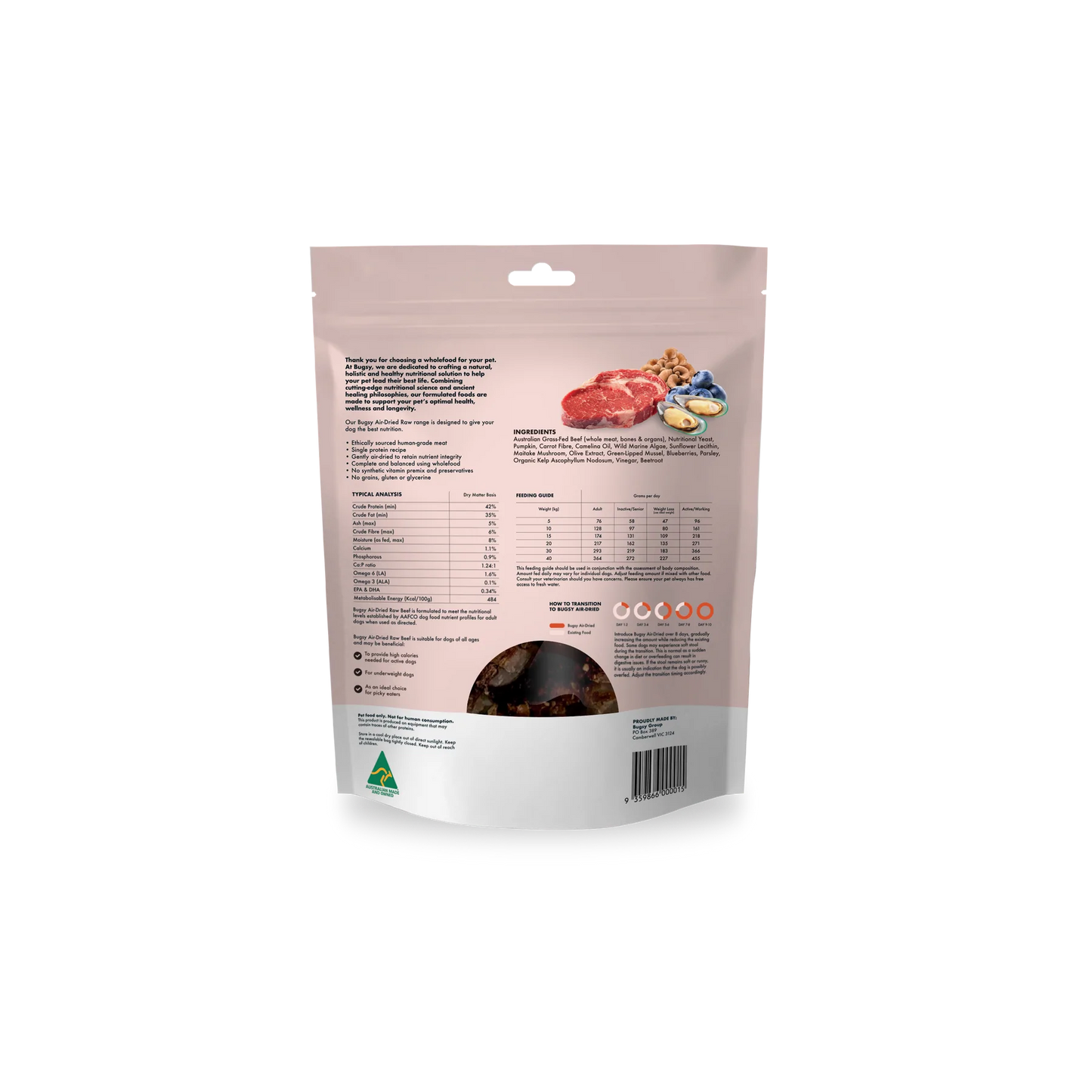 Bugsy 的优质风干配方狗粮牛肉