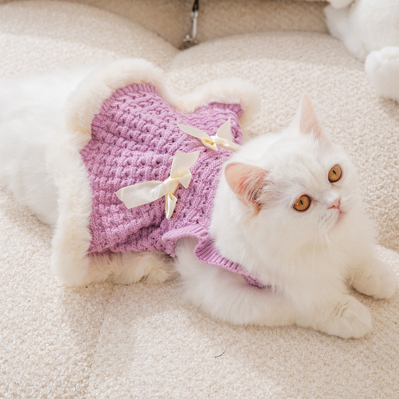 Ribbon Violet Crochet Dress Nekopia Pets Ribbon Violet Crochet Dress Nekopia Pets