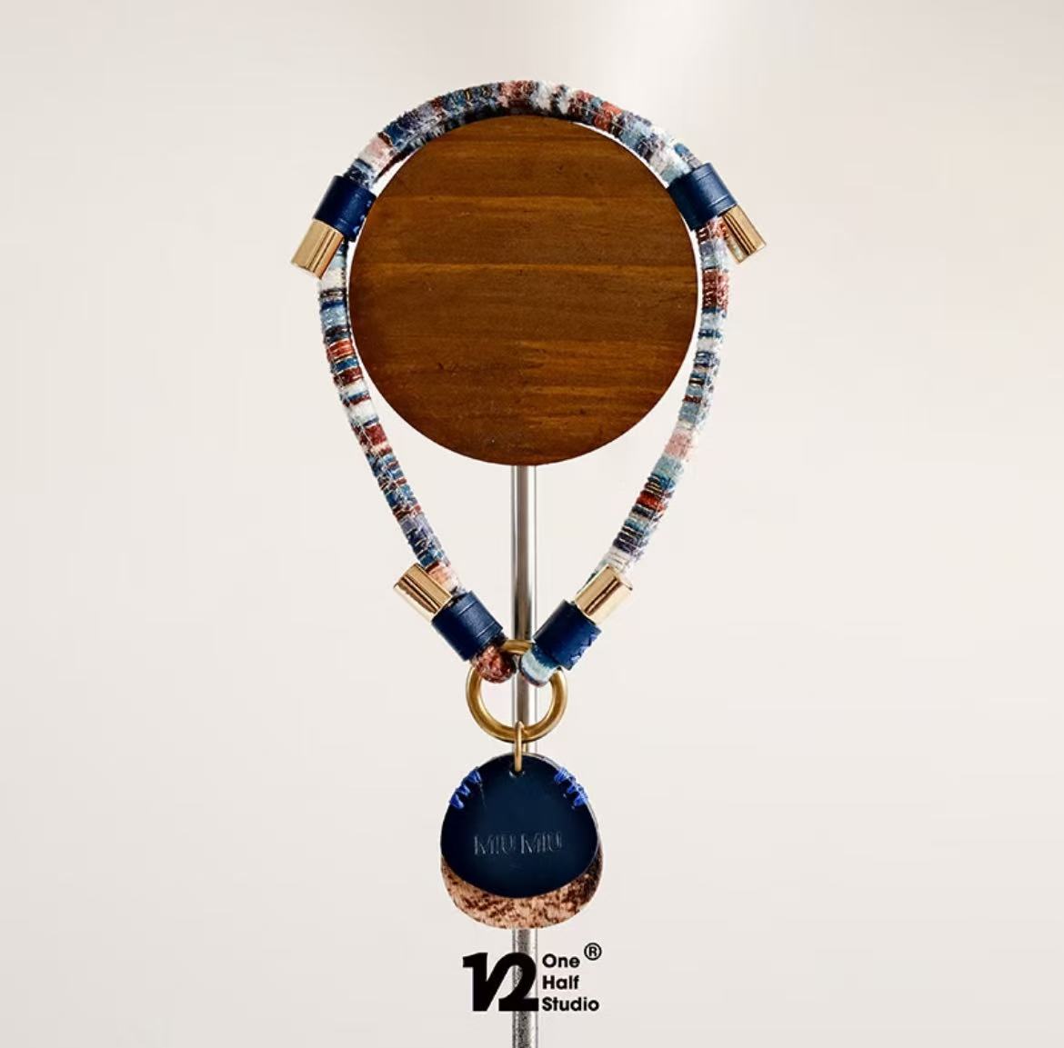 Waxed Leather Name Tag Collar