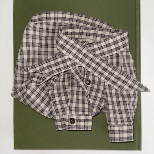 GT Series Hazelnut Plaid Tie-Neck Shirt