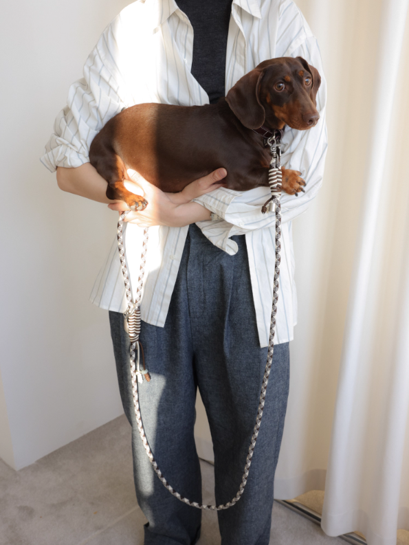 Diamond Lattice Braided Leash with Beads