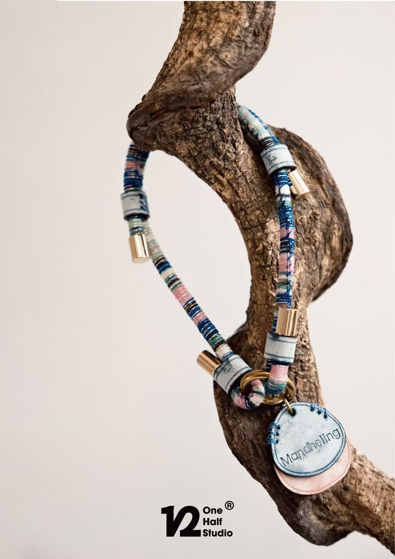 Waxed Leather Name Tag Collar