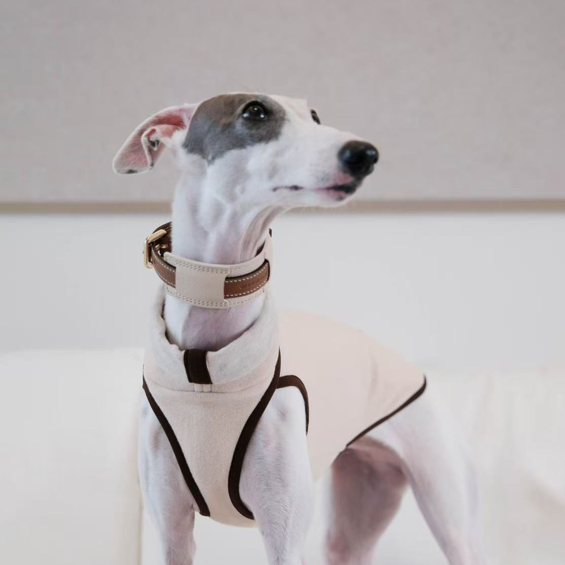 French Lambskin Leather Collar Set Carob Cream