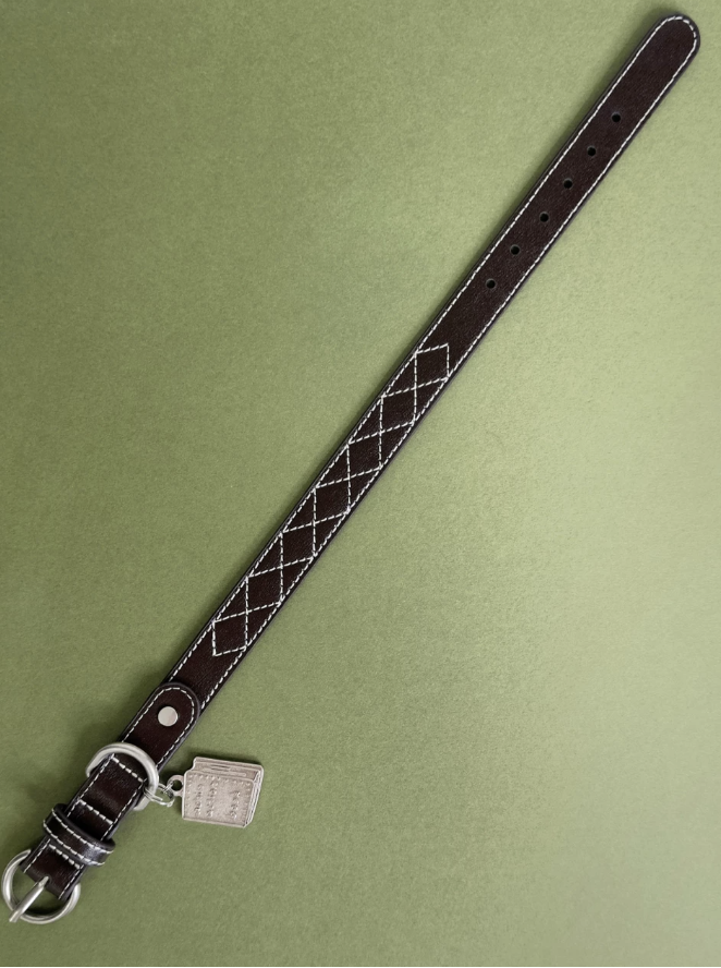 Book Pendant Cowhide Collar Dark Brown