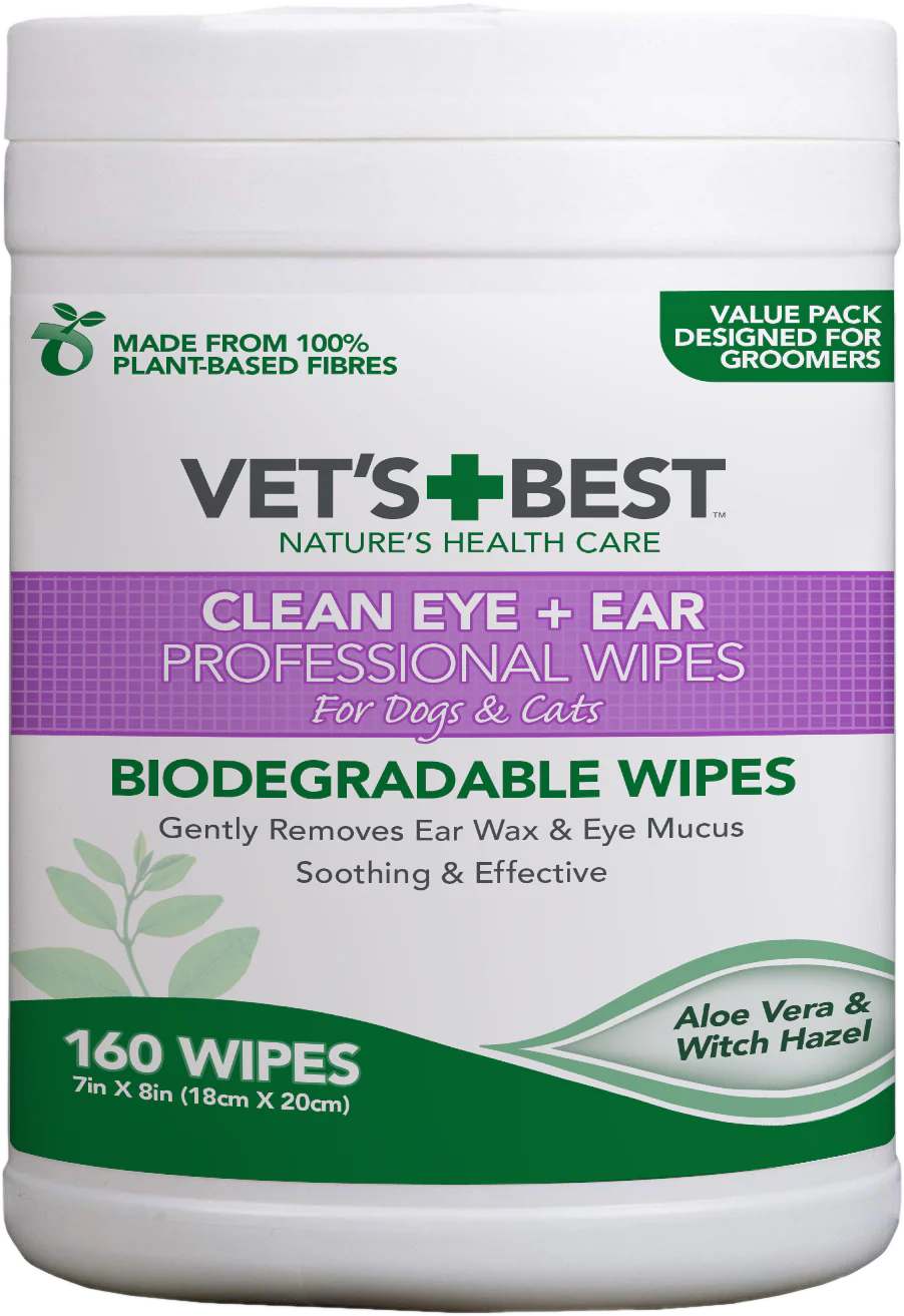 Vet's Best Clean Eye + Ear Professional Wipes for Dogs & Cats 160 wips