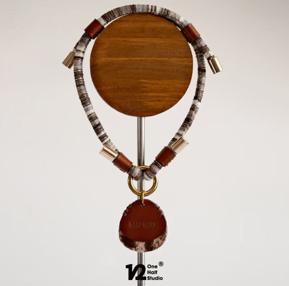 Waxed Leather Name Tag Collar