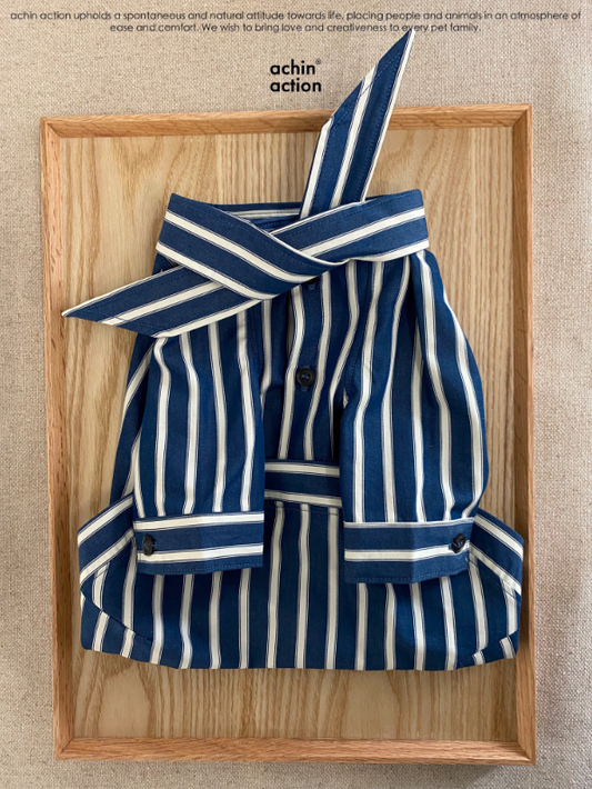 Cotton&Linen Striped Blouse with Bow