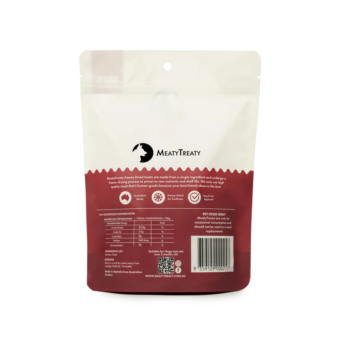 MeatyTreaty Freeze Dried Venison 70g