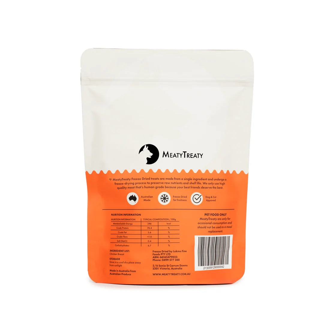 MeatyTreaty Freeze Dried Chicken Breast 100g
