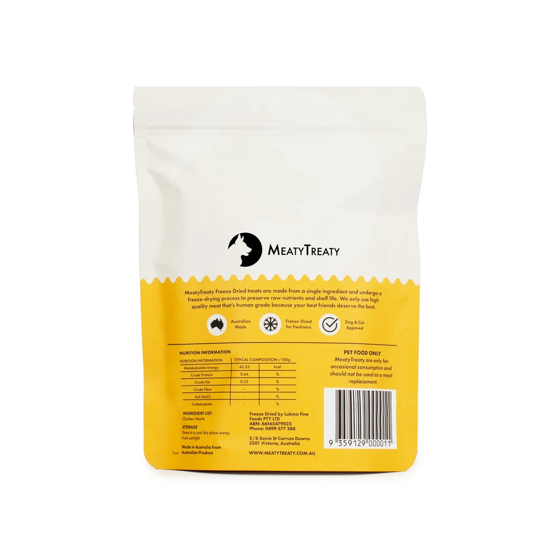 MeatyTreaty Freeze Dried Chicken Hearts 100g