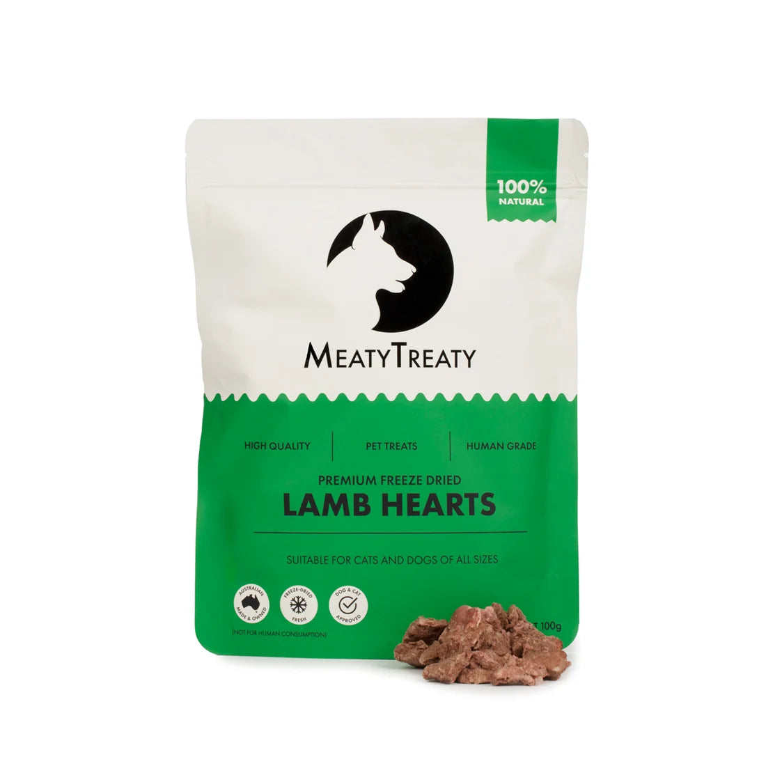 MeatyTreaty Freeze Dried Lamb Hearts 100g