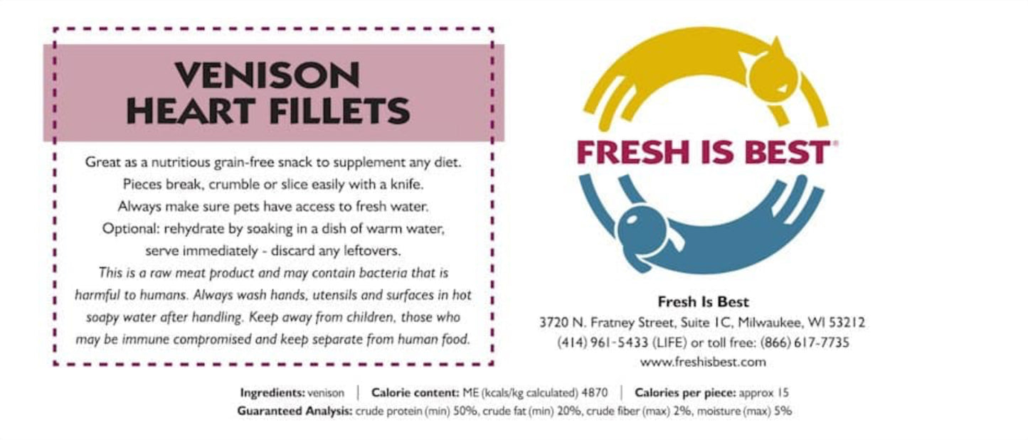 FIB Freeze-Dried Venison Heart Fillets 85g