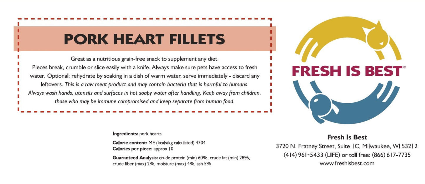 FIB Freeze-Dried Pork Heart Fillets 85g