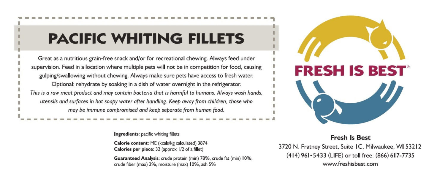 FIB Freeze-Dried Pacific Whiting Fillets 85g