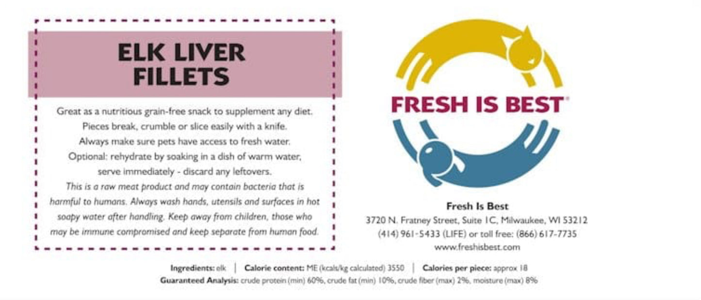FIB Freeze-Dried Elk Liver Fillets 85g