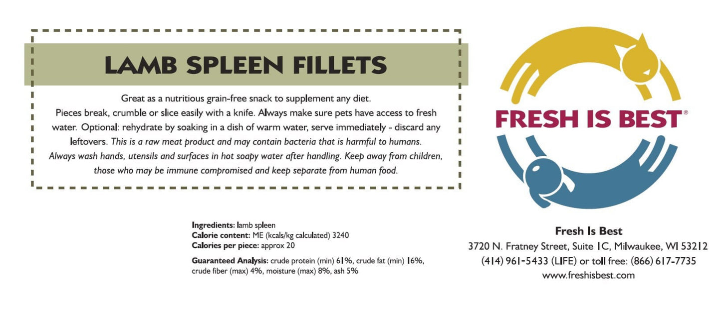 FIB Freeze-Dried Lamb Spleen Fillets 85g
