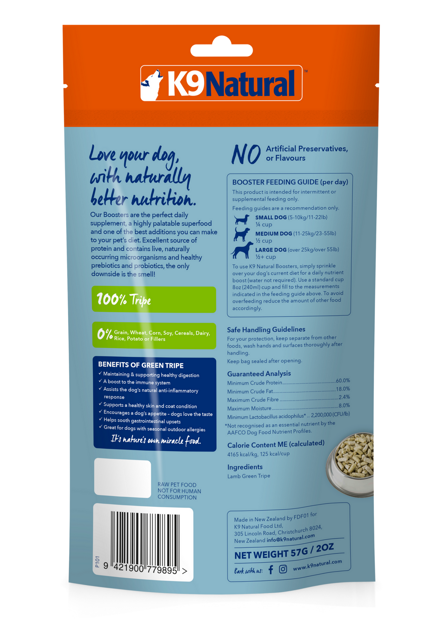 K9 天然冻干羊肉绿牛肚增强剂 57g