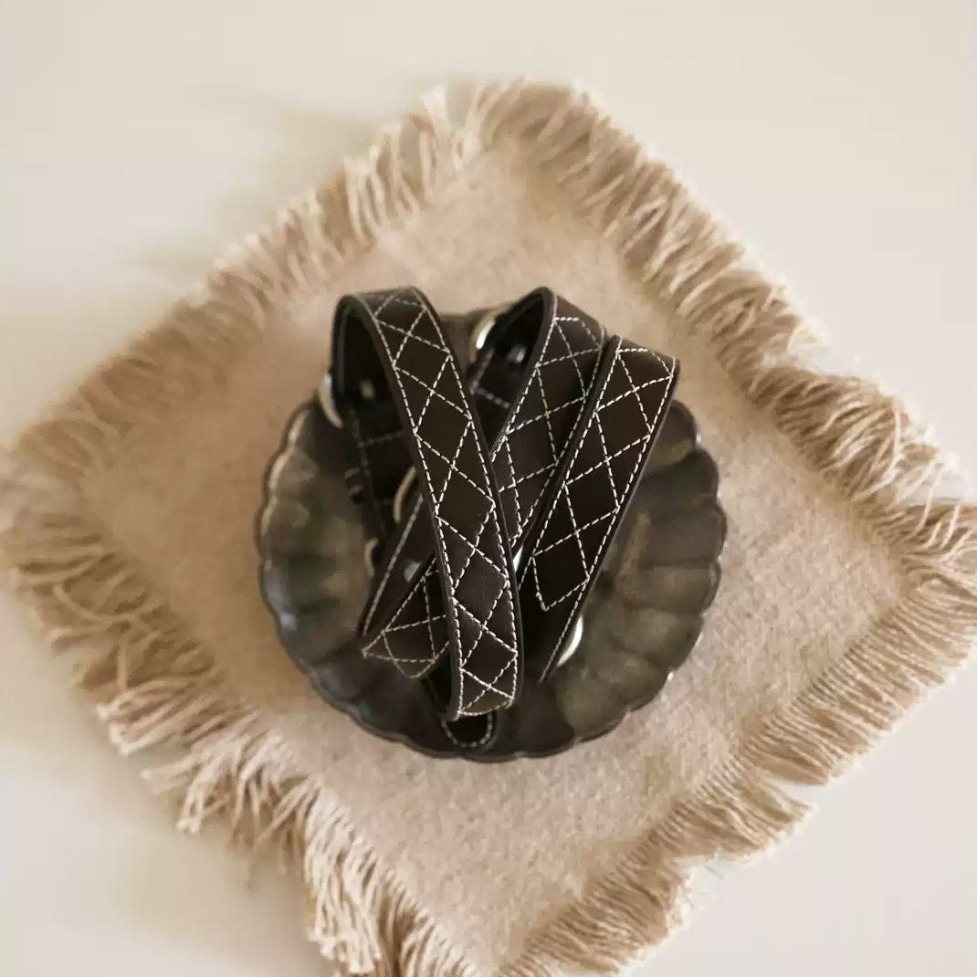 Book Pendant Cowhide Collar Dark Brown