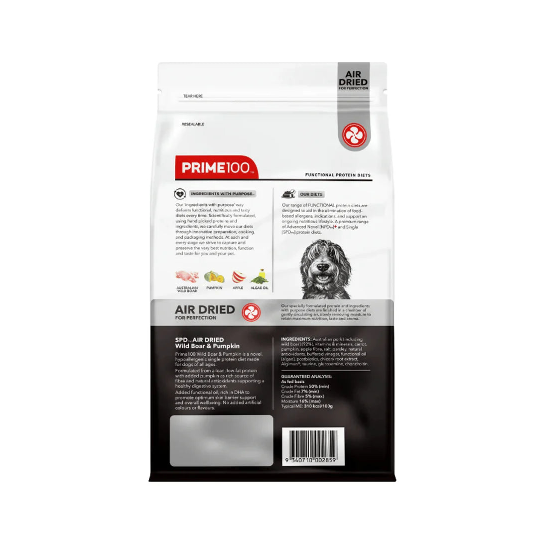 Prime100 SPD Air Dried Food for Dogs of all ages Wild Boar & Pumpkin