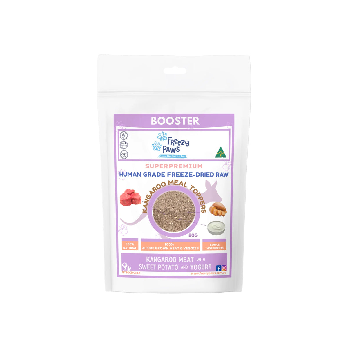 FreezyPaws Freeze-Dried Kangaroo with Sweet Potatoes & Yoghurt Topper Mix 80g