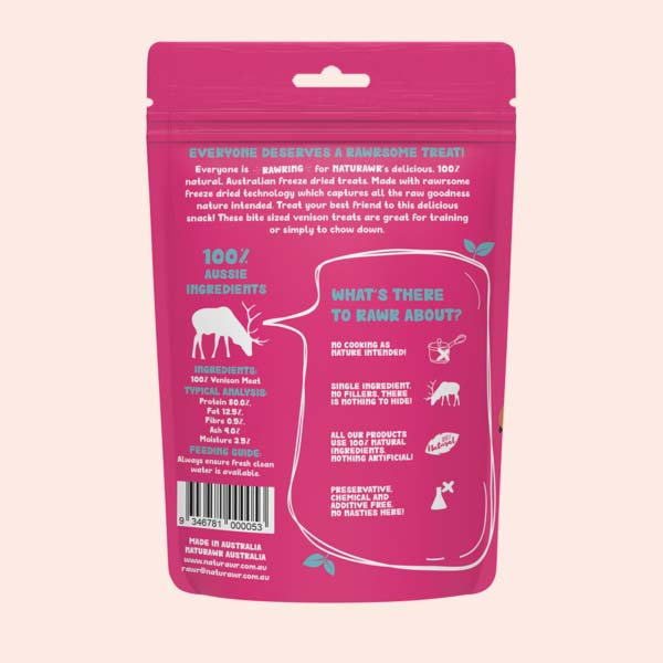 Naturawr Venison Bites for Dogs 50g