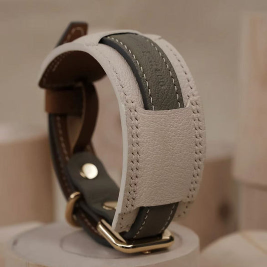 French Lambskin Leather Collar Set Étoupe