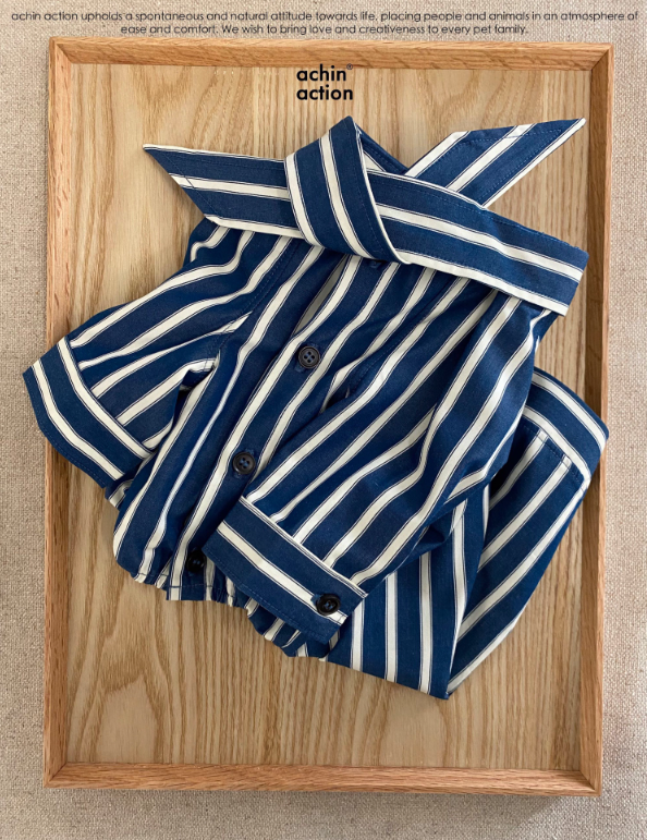 Cotton&Linen Striped Blouse with Bow