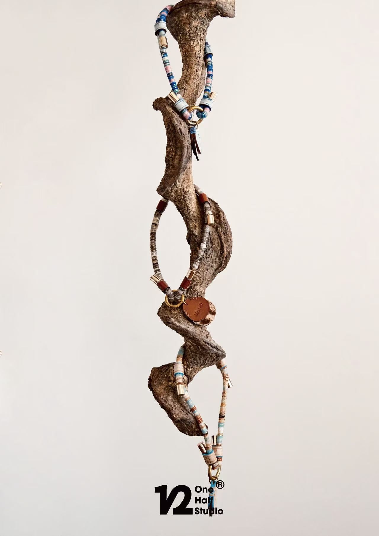 Waxed Leather Name Tag Collar