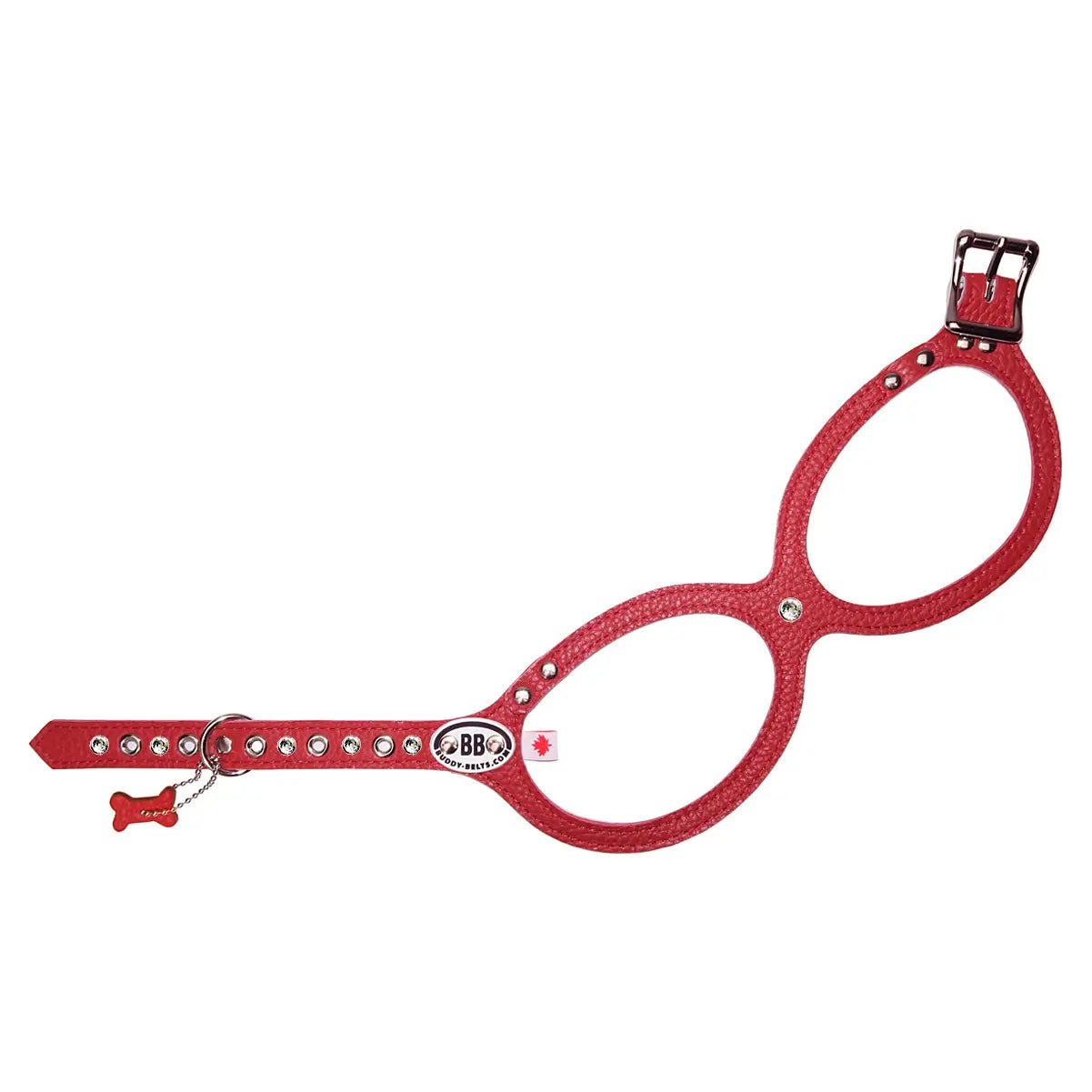 Genuine Leather Harness-Red with Crystals