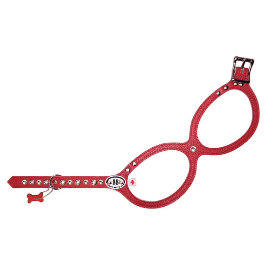 Genuine Leather Harness-Red with Crystals