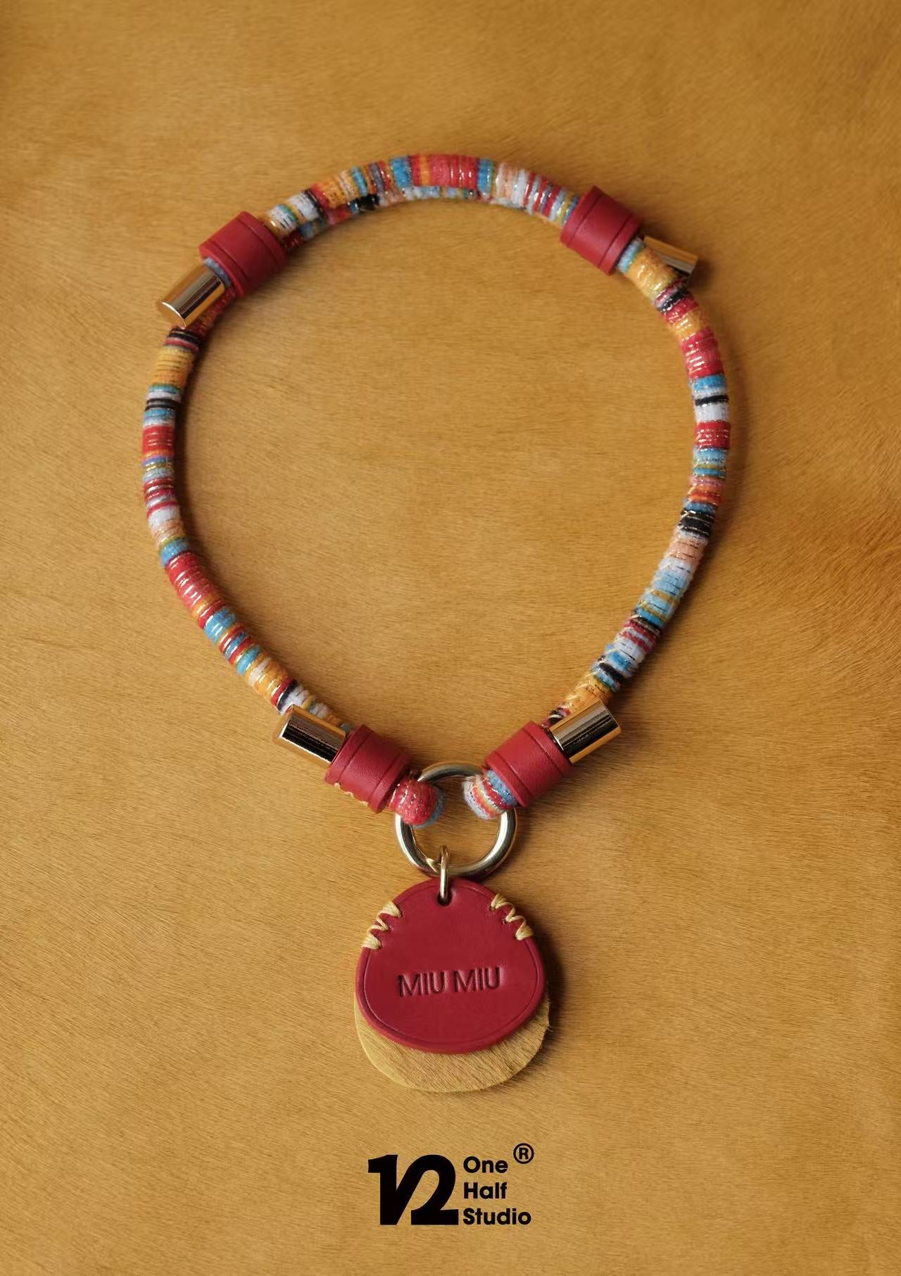 Waxed Leather Name Tag Collar