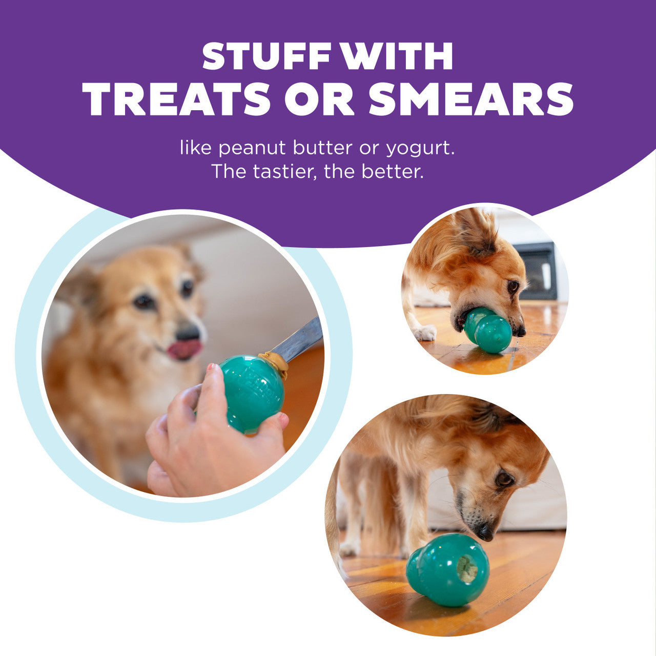 Double-Tuff Interactive Treat Stuffer Durable Dog Chew Toy Medium