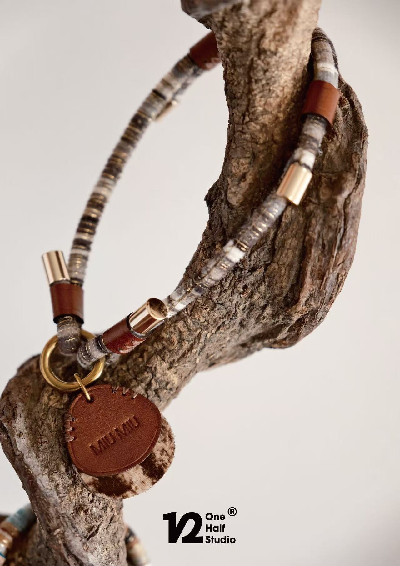 Waxed Leather Name Tag Collar