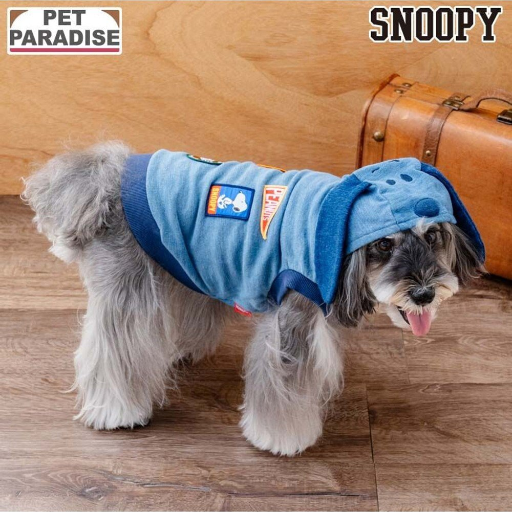 Snoopy Denim Hoodie-Navy Blue
