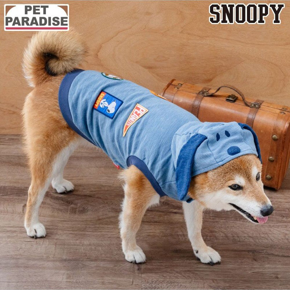 Snoopy Denim Hoodie-Navy Blue