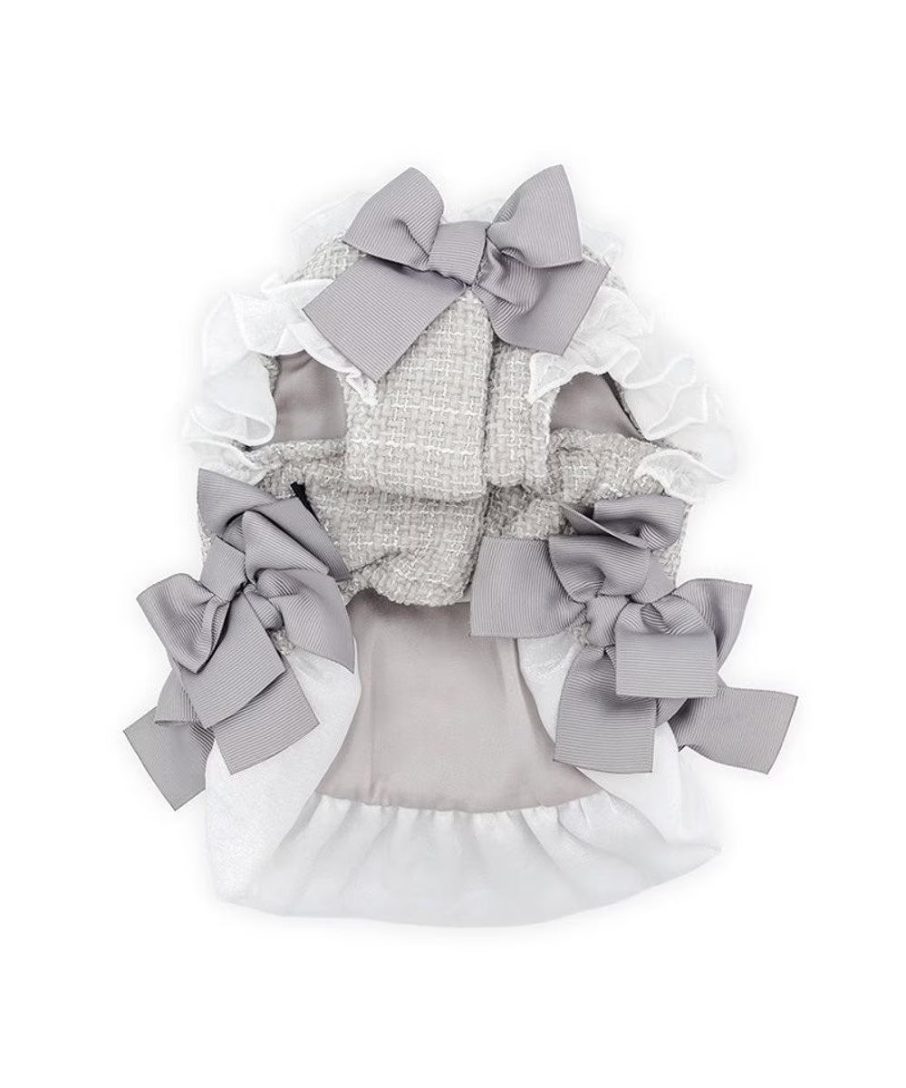 [Coming Soon]CherirCouture Hem Ribbon Tweed Vest Gray