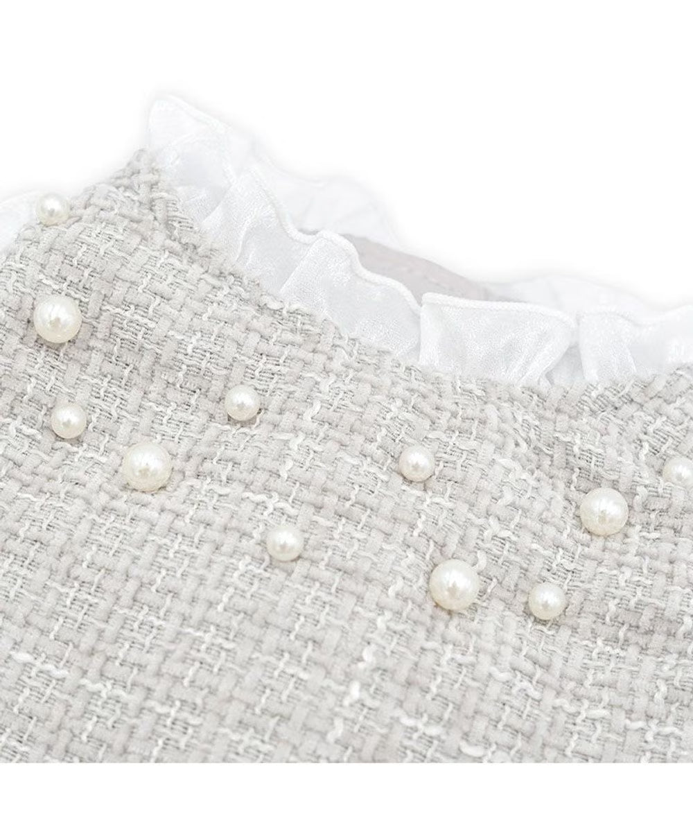 [Coming Soon]CherirCouture Hem Ribbon Tweed Vest Gray