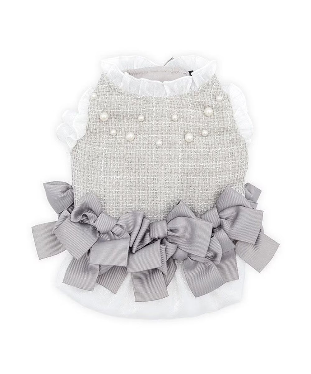 [Coming Soon]CherirCouture Hem Ribbon Tweed Vest Gray