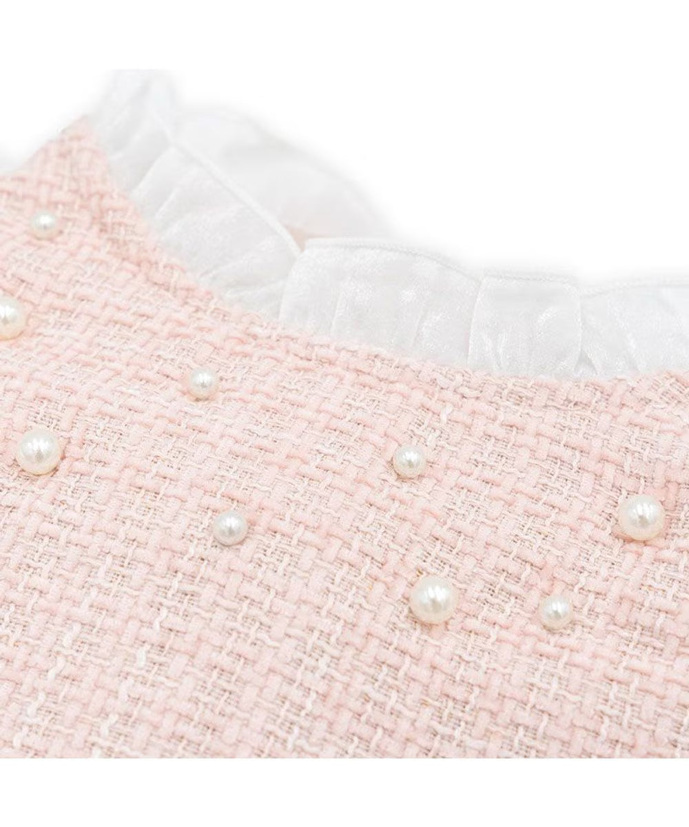 [Coming Soon]CherirCouture Hem Ribbon Tweed Vest Pink