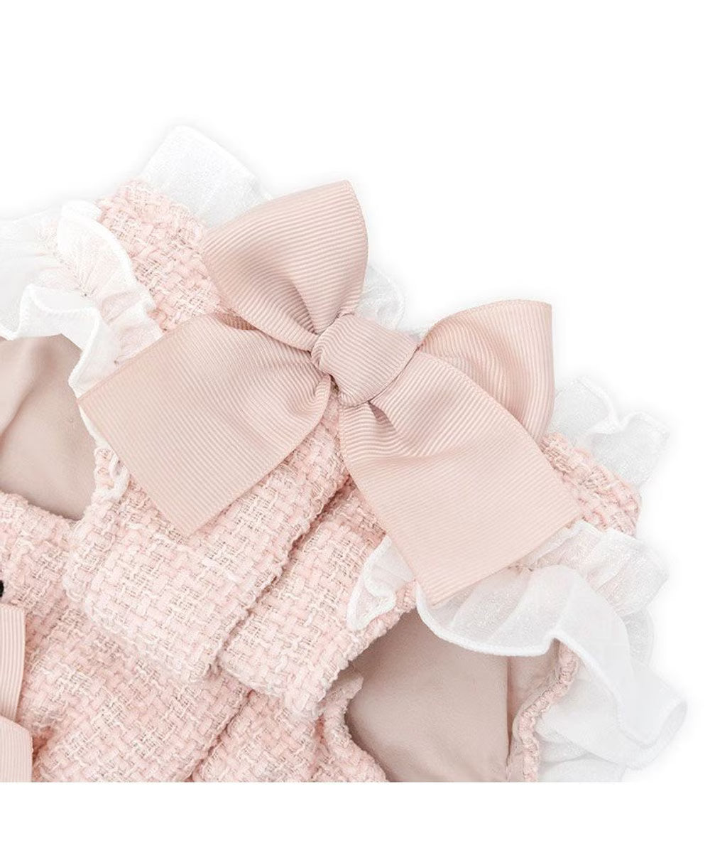 [Coming Soon]CherirCouture Hem Ribbon Tweed Vest Pink