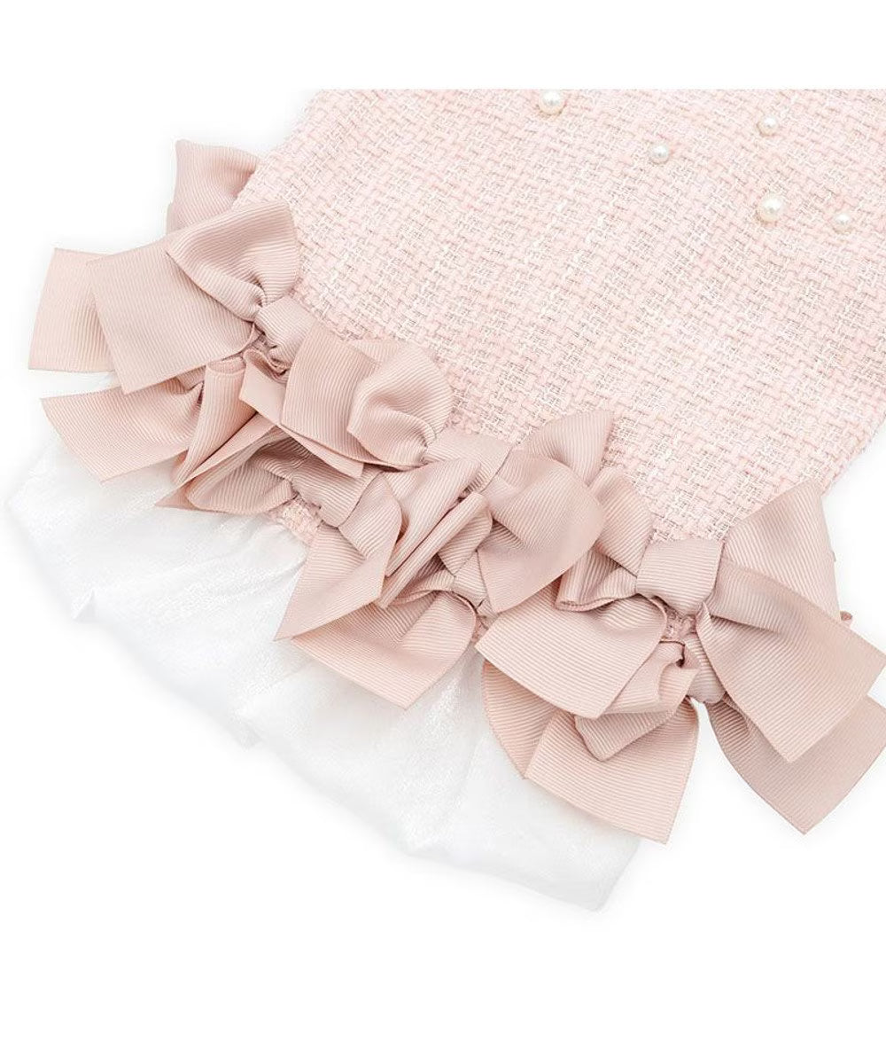 [Coming Soon]CherirCouture Hem Ribbon Tweed Vest Pink