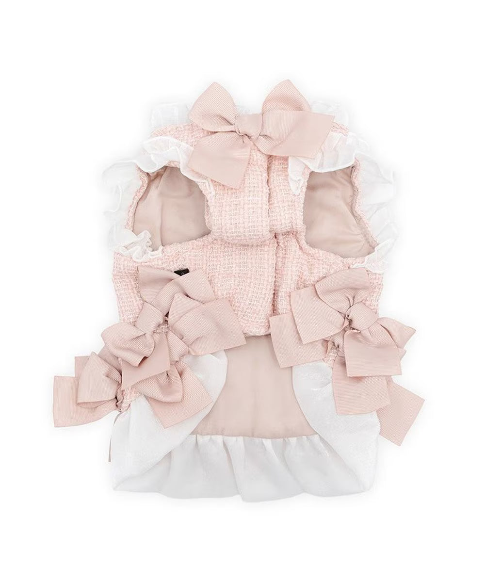 [Coming Soon]CherirCouture Hem Ribbon Tweed Vest Pink