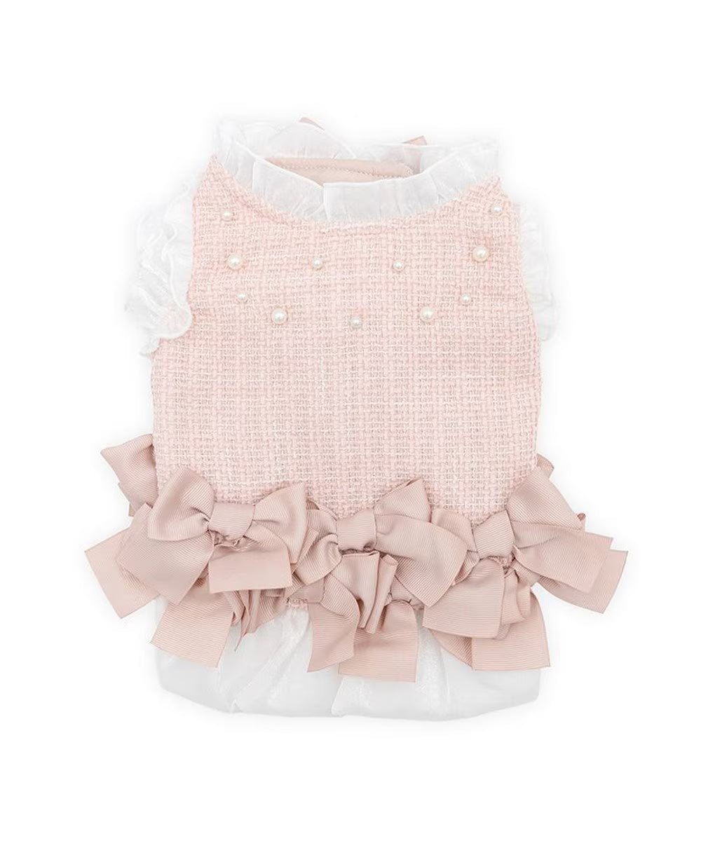 [Coming Soon]CherirCouture Hem Ribbon Tweed Vest Pink